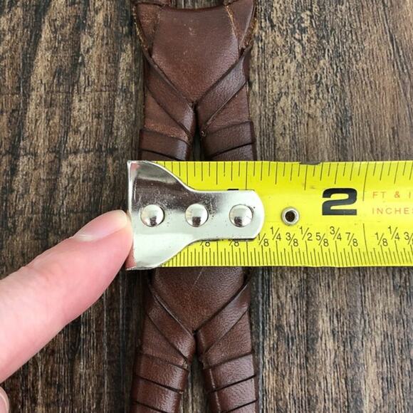 Bachrach Cowhide Leather Belt Woven Link Solid Brass Buckle Mens Size XL Brown - Picture 12 of 13